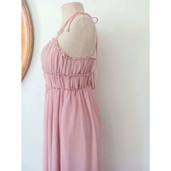 Anthopology O.P.T. One Pretty Time Pink Gigi Chiffon Midi Dress in Blush… - Picture 7 of 9